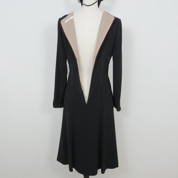 J' story Black Tan Stitching Detail Size 8 Dress - Picture 11 of 11